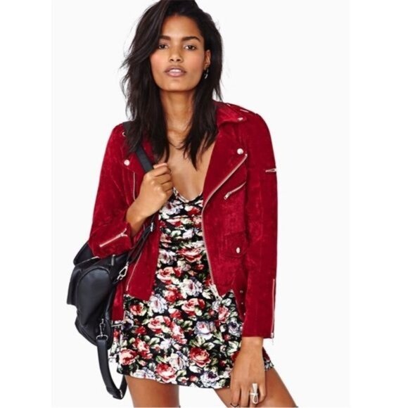 UNIF red velvet sangre Moto jacket Small - Picture 1 of 10